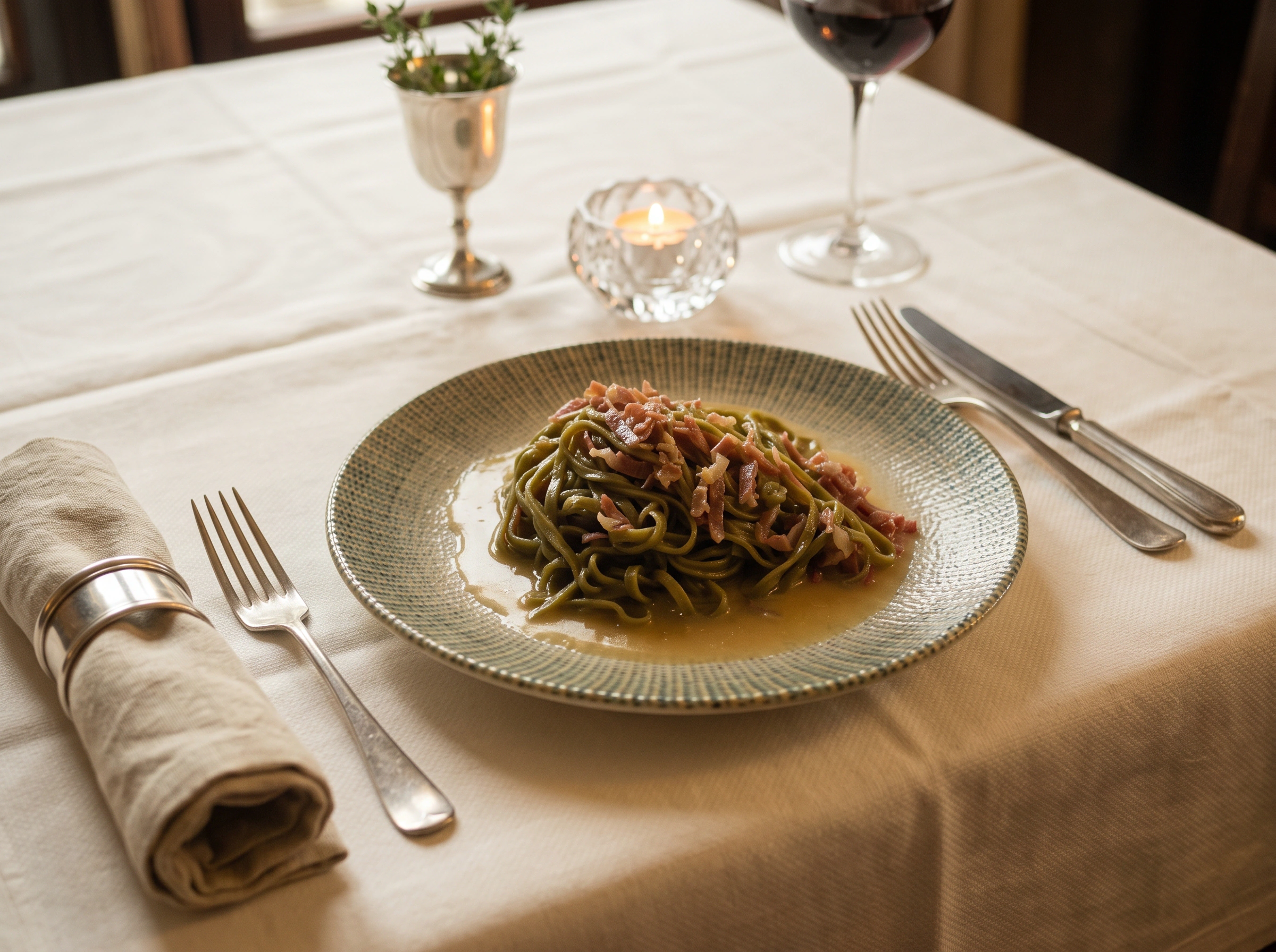 Tagliatelle verdi al prosciutto